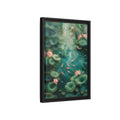 Side Mockup 6. Nature Koi Fish Green And Pink Lotus shown as stretched canvas wall art
