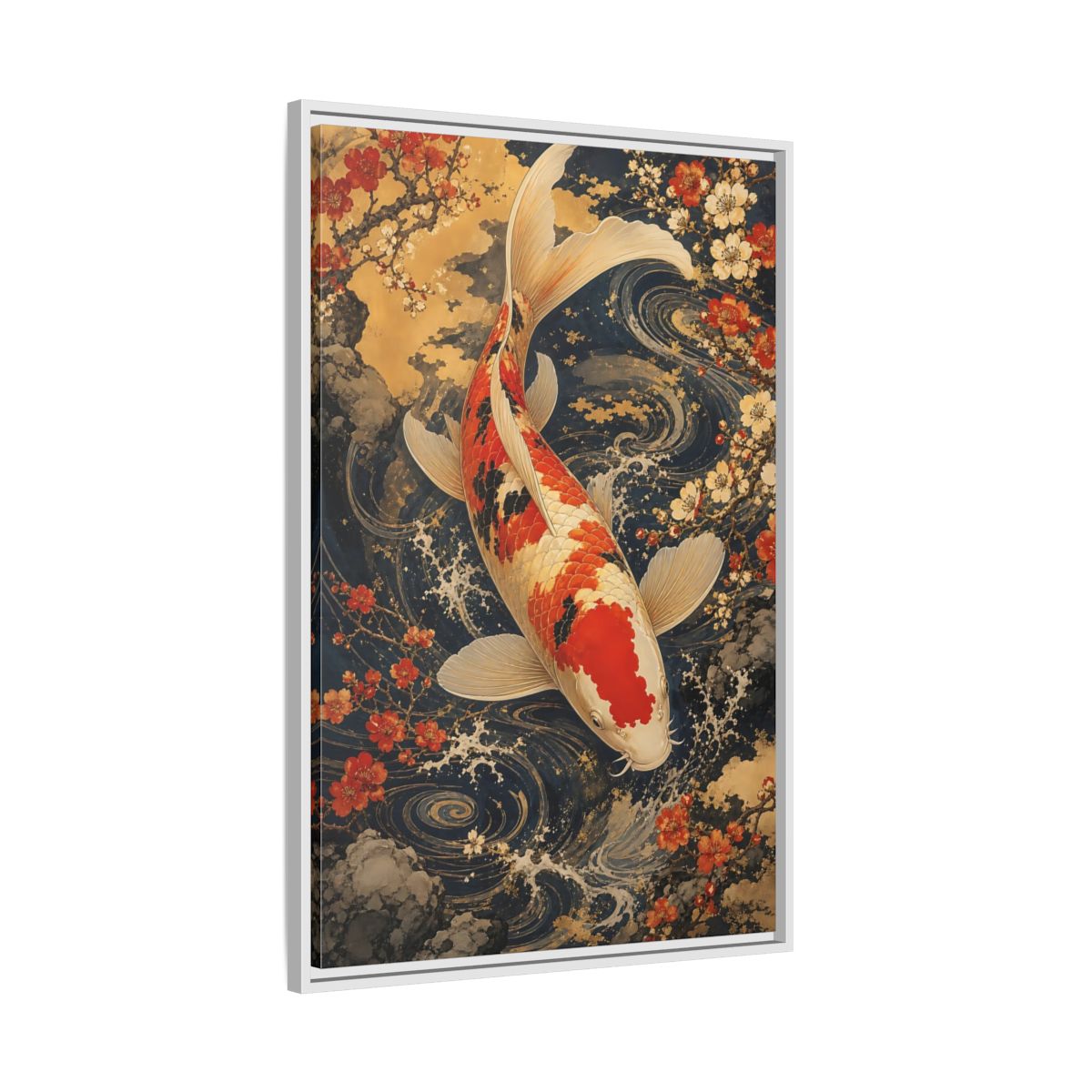 Side Mockup 9. Nature Koi Fish Japanese Koi shown as stretched canvas wall art