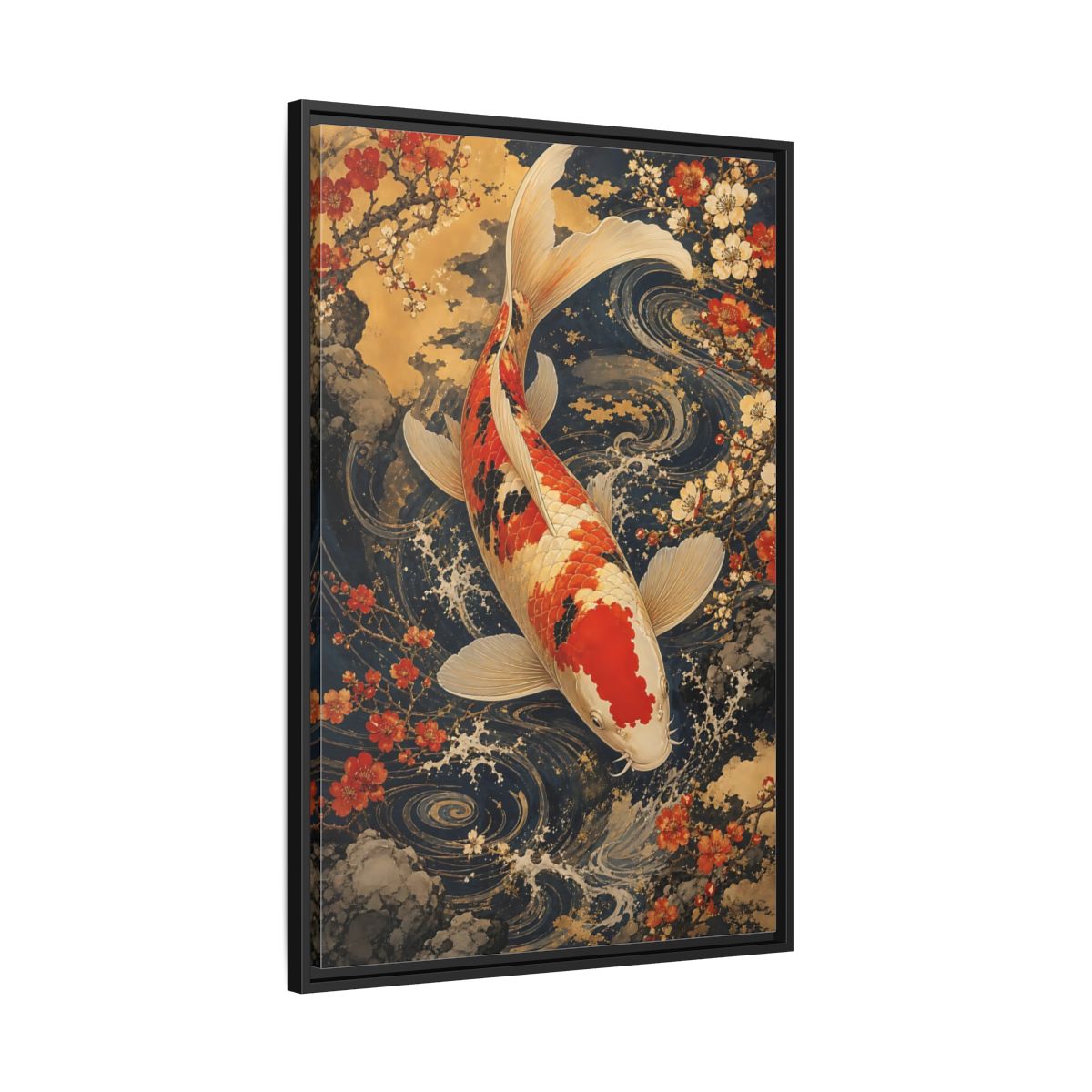 Side Mockup 13. Nature Koi Fish Japanese Koi shown as stretched canvas wall art