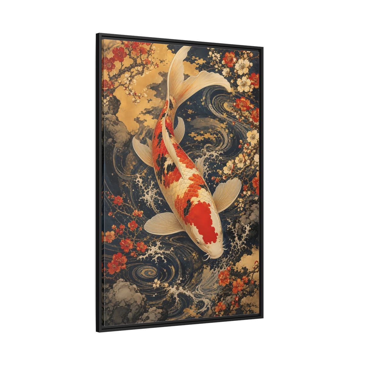 Side Mockup 12. Nature Koi Fish Japanese Koi shown as stretched canvas wall art