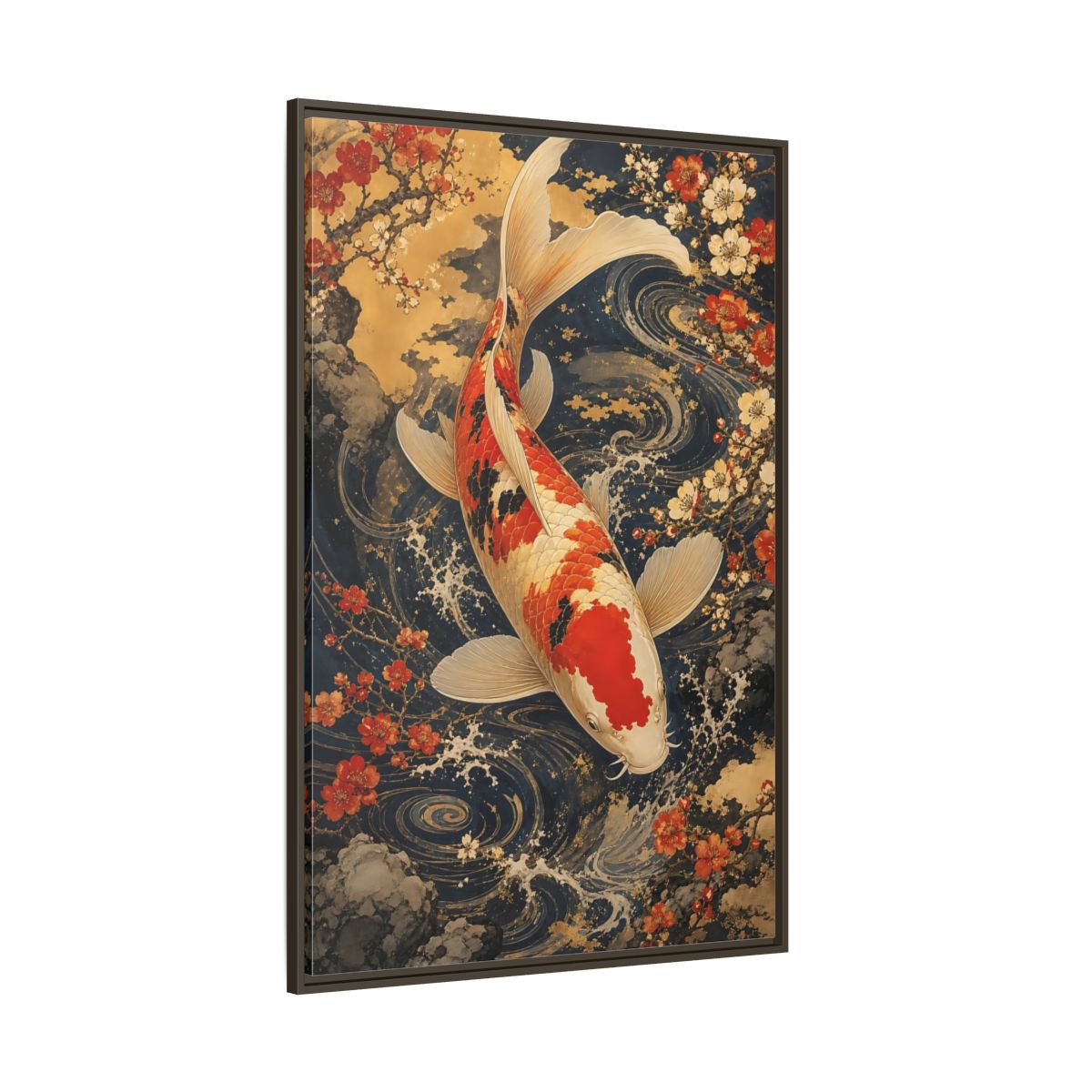 Side Mockup 8. Nature Koi Fish Japanese Koi shown as stretched canvas wall art