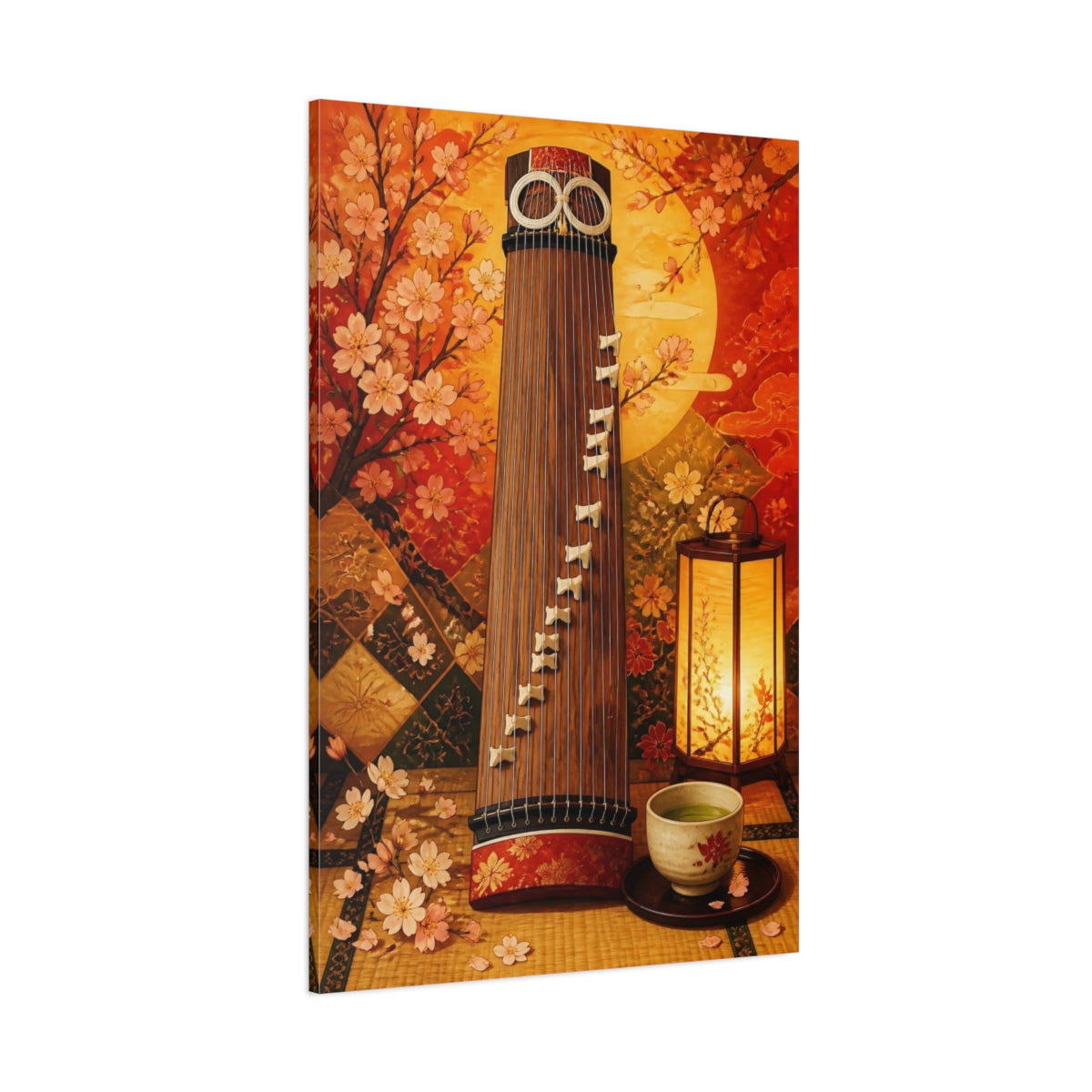 Side Mockup 1. Nature Koto Instrument Japanese Koto shown as canvas print