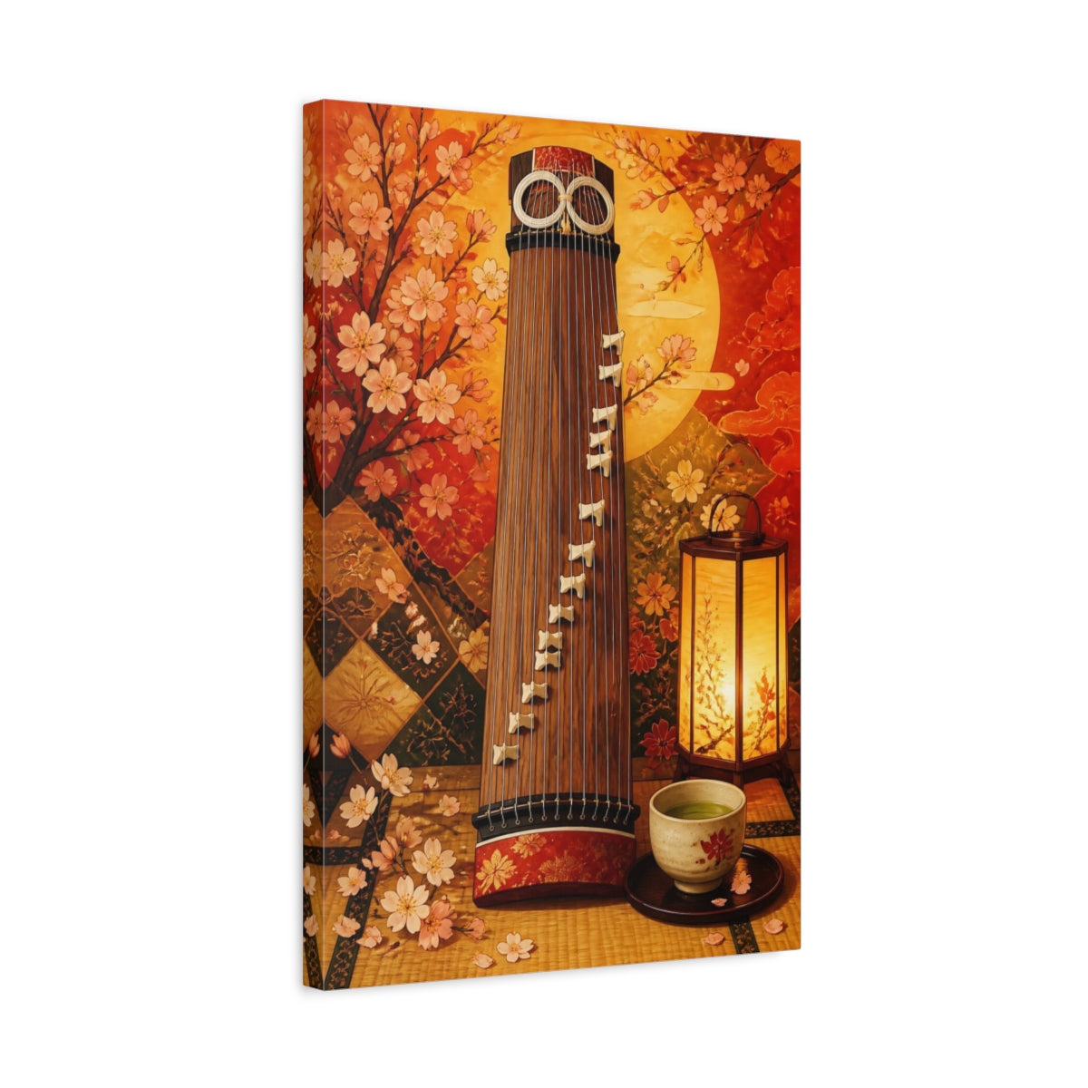 Side Mockup 3. Nature Koto Instrument Japanese Koto shown as canvas print