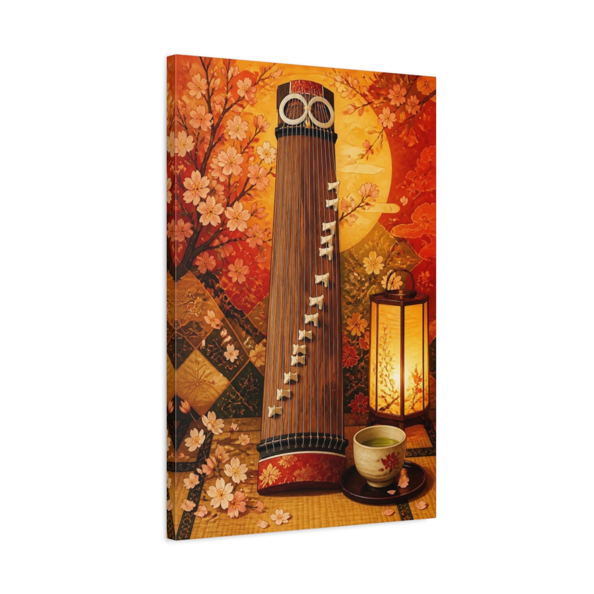 Side Mockup 2. Nature Koto Instrument Japanese Koto shown as canvas print