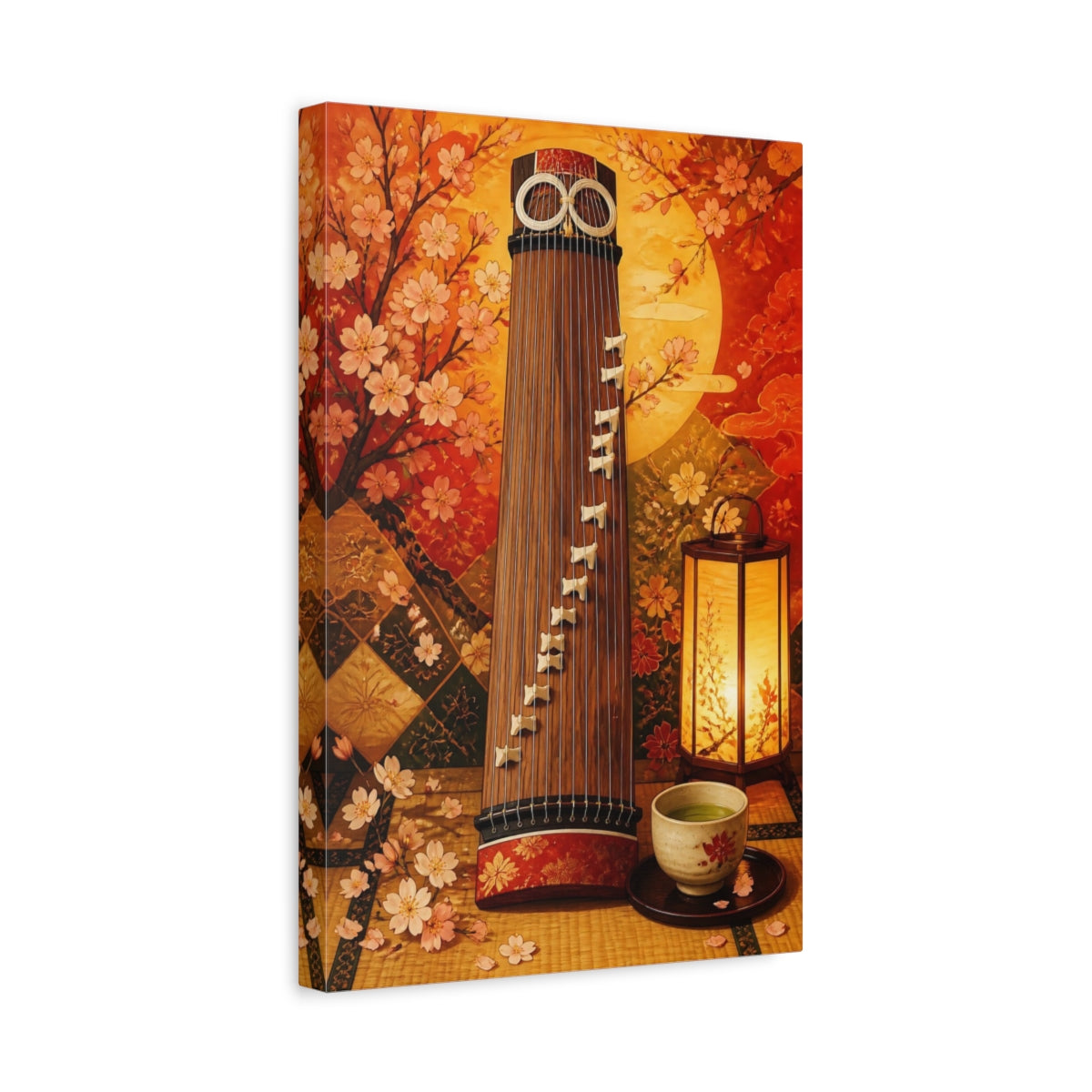 Side Mockup 4. Nature Koto Instrument Japanese Koto shown as canvas print