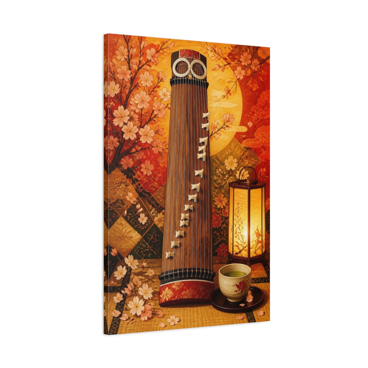 Main Mockup. Nature Koto Instrument Japanese Koto shown as canvas print