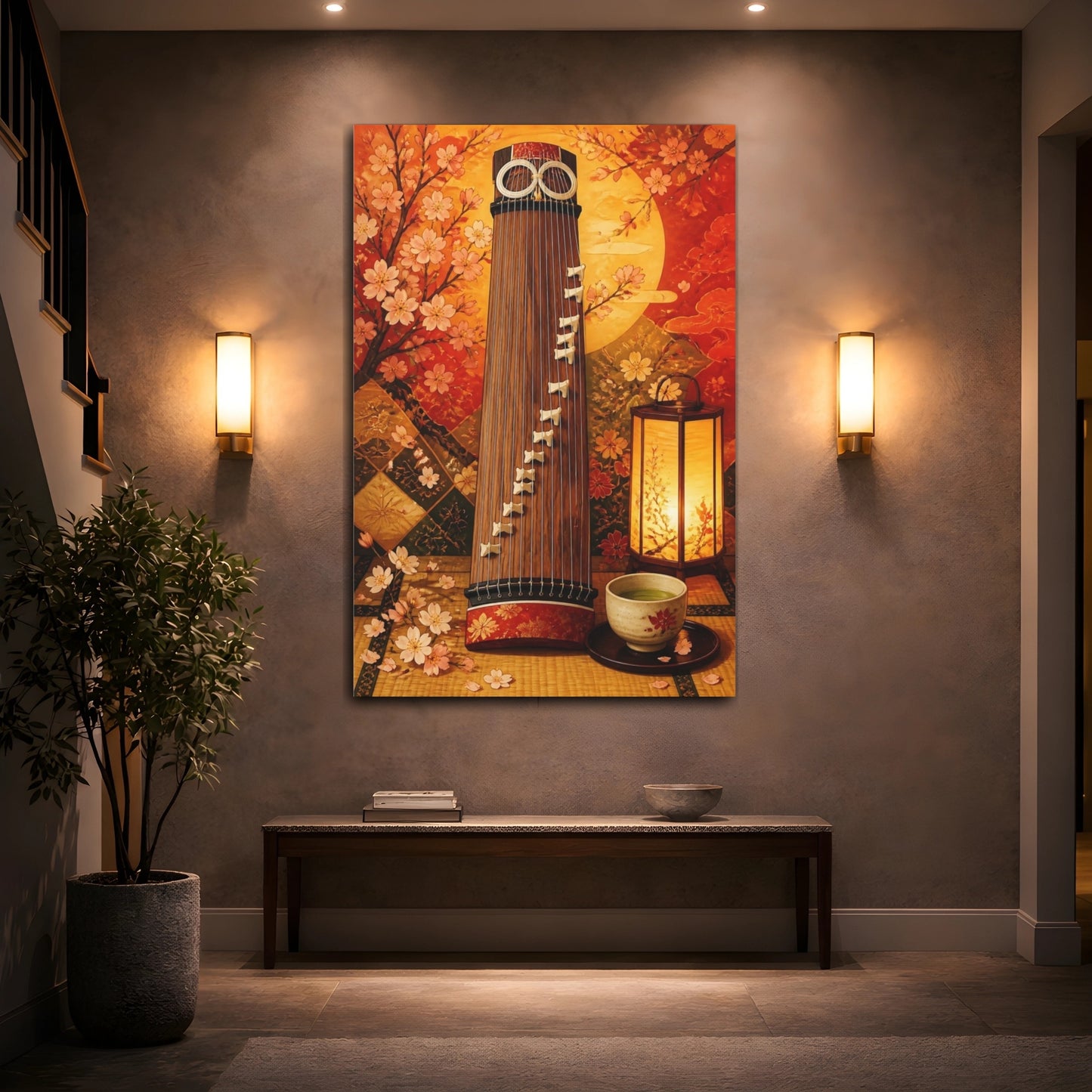 Mockup 2. Nature Koto Instrument Japanese Koto shown as canvas print
