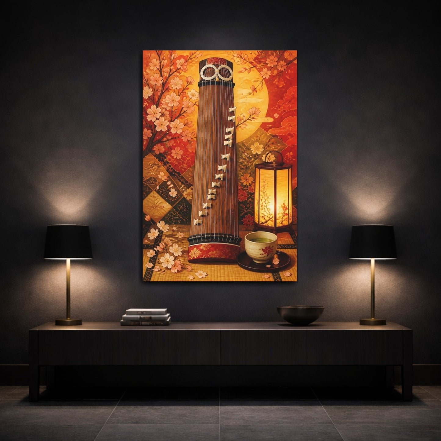 Mockup 3. Nature Koto Instrument Japanese Koto shown as canvas print