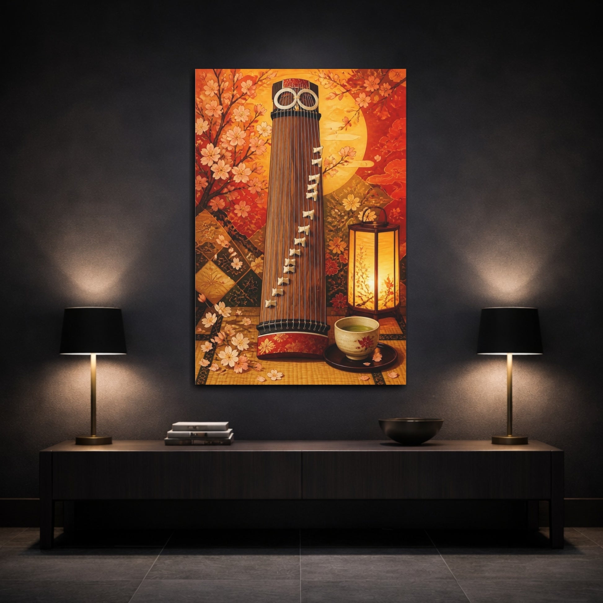 Mockup 3. Nature Koto Instrument Japanese Koto shown as canvas print
