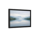 Side Mockup 6. Nature Lake Mountains Misty Blue Lake shown as stretched canvas wall art