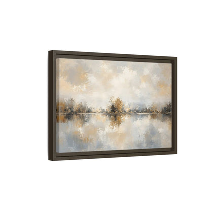 Side Mockup 5. Nature Lake Trees Neutral Tones shown as stretched canvas wall art
