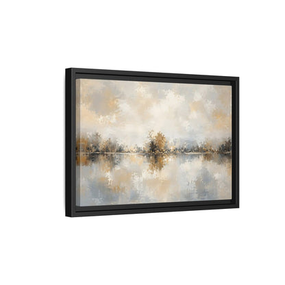 Side Mockup 6. Nature Lake Trees Neutral Tones shown as stretched canvas wall art