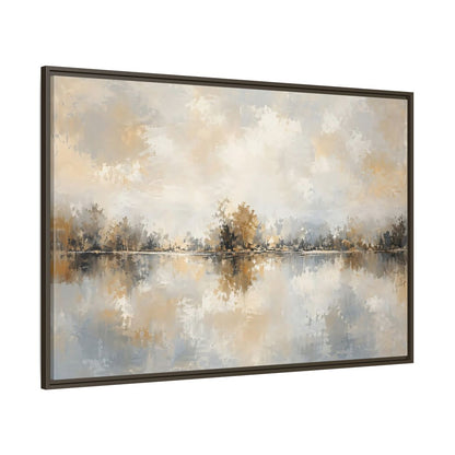 Side Mockup 8. Nature Lake Trees Neutral Tones shown as stretched canvas wall art