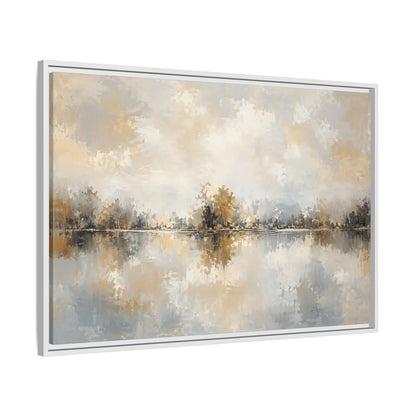 Side Mockup 9. Nature Lake Trees Neutral Tones shown as stretched canvas wall art