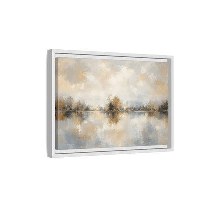Side Mockup 4. Nature Lake Trees Neutral Tones shown as stretched canvas wall art