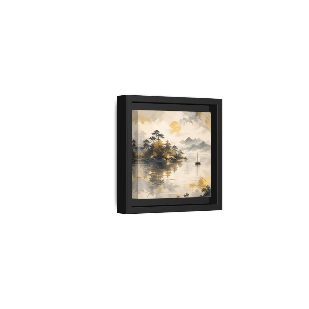 Side Mockup 24. Nature Lakeside Scene Gold Gray Lake shown as stretched canvas wall art