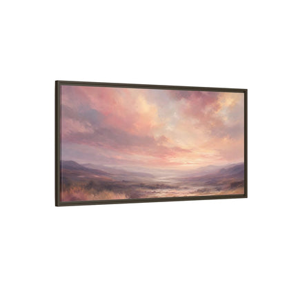 Side Mockup 4. Nature Landscape Pastel Landscape shown as stretched canvas wall art