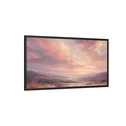 Side Mockup 5. Nature Landscape Pastel Landscape shown as stretched canvas wall art