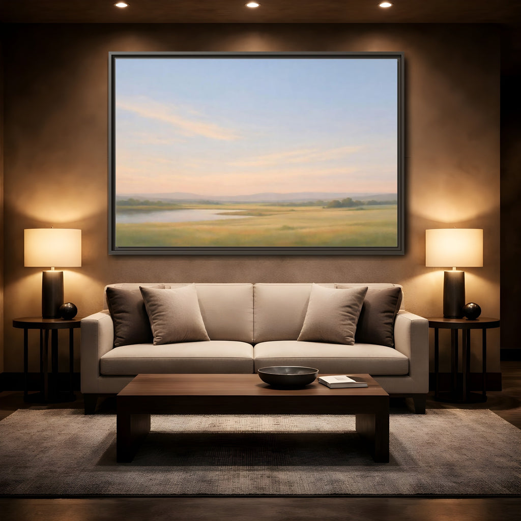Mockup 2. Nature Landscape Pastel Landscape shown as stretched canvas wall art