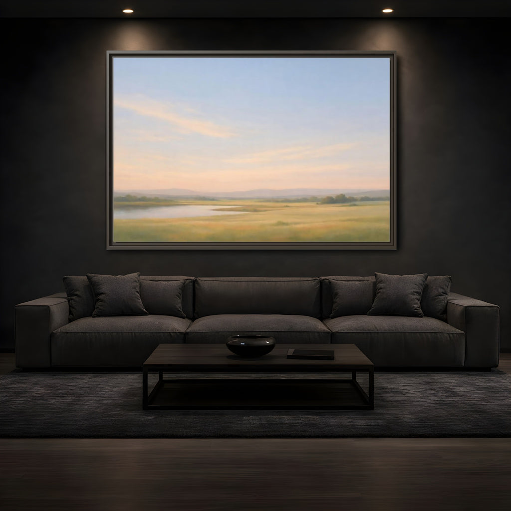 Mockup 3. Nature Landscape Pastel Landscape shown as stretched canvas wall art