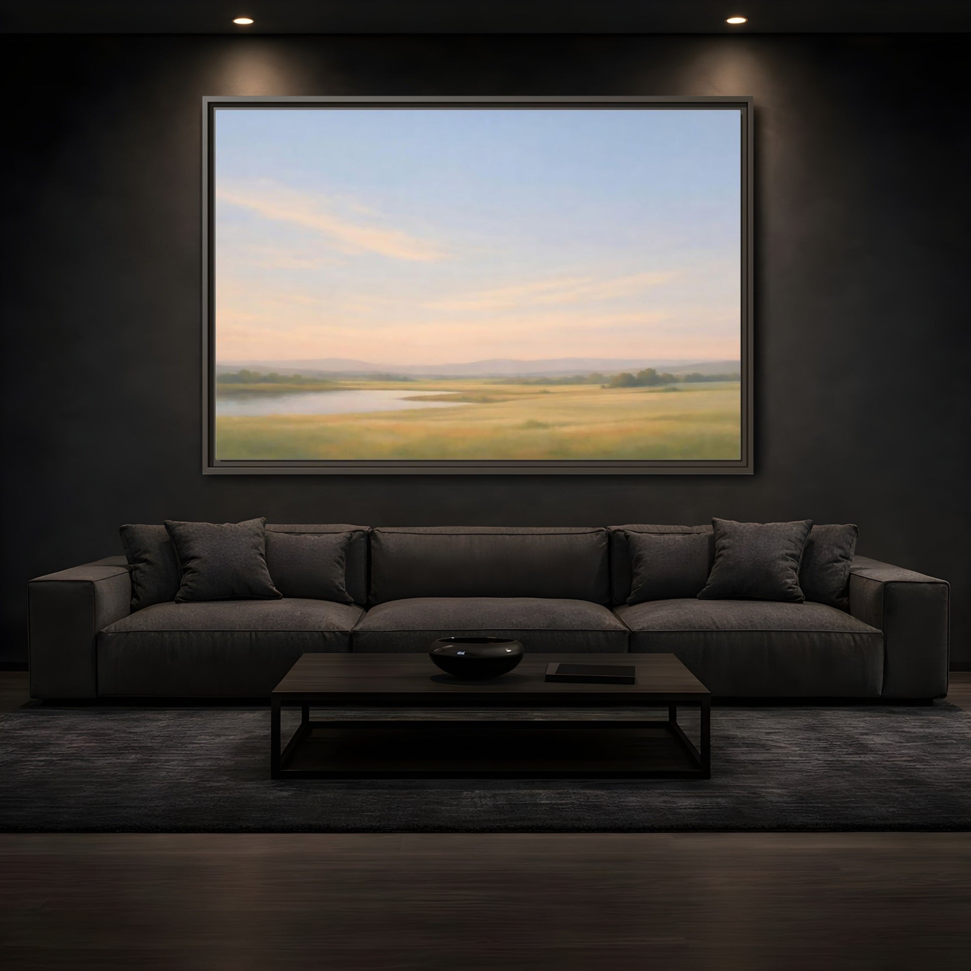 Mockup 3. Nature Landscape Pastel Landscape shown as stretched canvas wall art