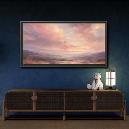 Mockup 4. Nature Landscape Pastel Landscape shown as stretched canvas wall art