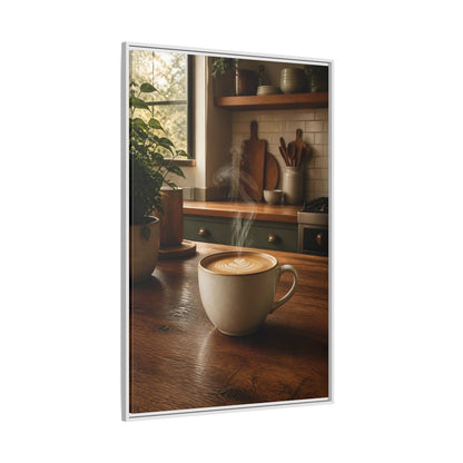 Nature Latte Coffee Kitchen Art Framed Canvas Wall Art - Breakfast Nook, Brown shown as canvas wall art