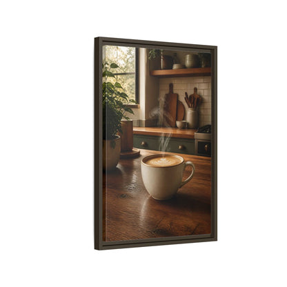 Nature Latte Coffee Kitchen Art Framed Canvas Wall Art - Breakfast Nook, Brown shown as canvas wall art