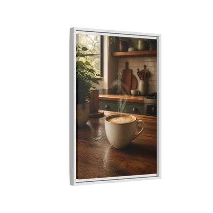 Nature Latte Coffee Kitchen Art Framed Canvas Wall Art - Breakfast Nook, Brown shown as canvas wall art