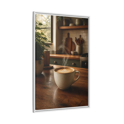 Nature Latte Coffee Kitchen Art Framed Canvas Wall Art - Breakfast Nook, Brown shown as canvas wall art