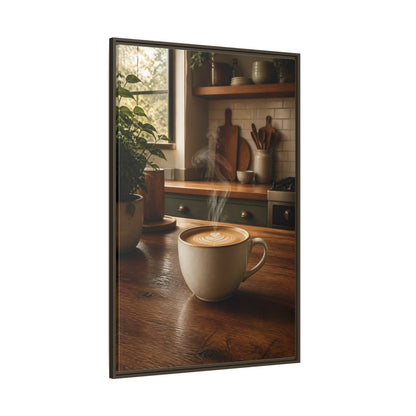 Nature Latte Coffee Kitchen Art Framed Canvas Wall Art - Breakfast Nook, Brown shown as canvas wall art