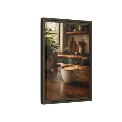 Nature Latte Coffee Kitchen Art Framed Canvas Wall Art - Breakfast Nook, Brown shown as canvas wall art