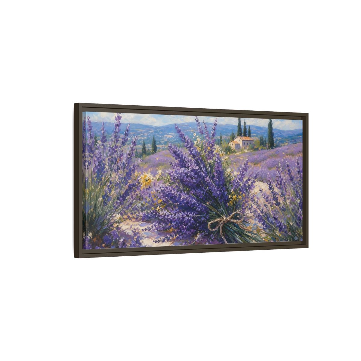 Main Mockup. Nature Lavender Field Lavender Fields Purple shown as stretched canvas wall art