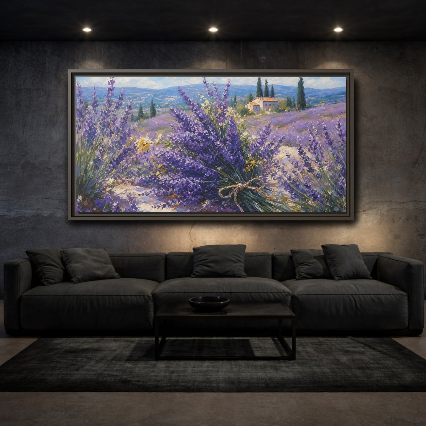 Mockup 3. Nature Lavender Field Lavender Fields Purple shown as stretched canvas wall art