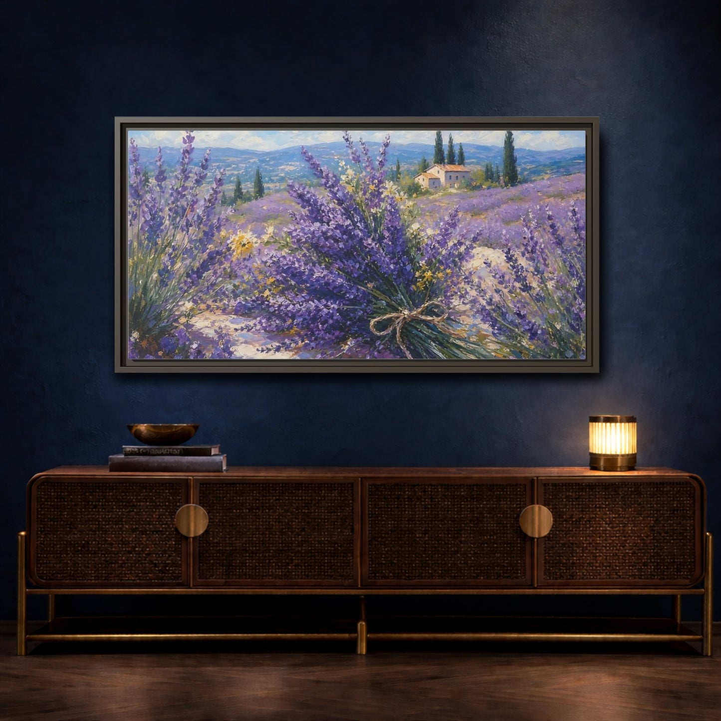 Mockup 4. Nature Lavender Field Lavender Fields Purple shown as stretched canvas wall art