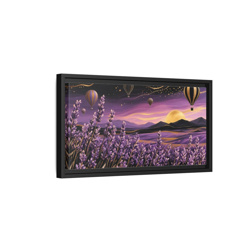 Side Mockup 8. Nature Lavender Field Purple And Gold Landscape shown as stretched canvas wall art