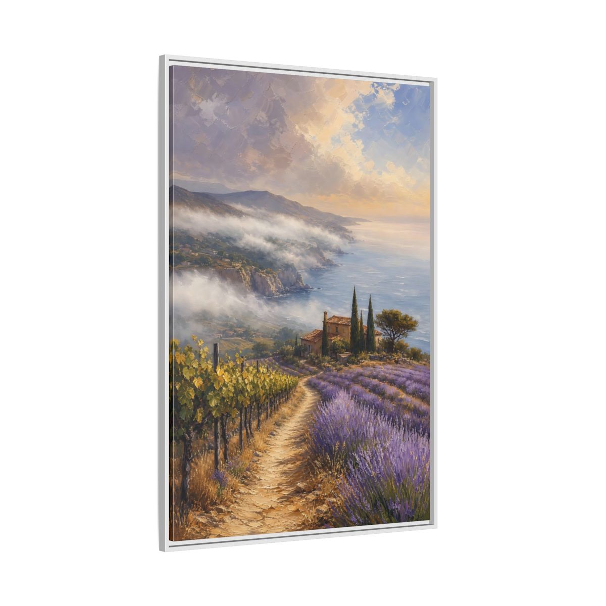 Side Mockup 7. Nature Lavender Field Purple Lavender Coastal shown as stretched canvas wall art