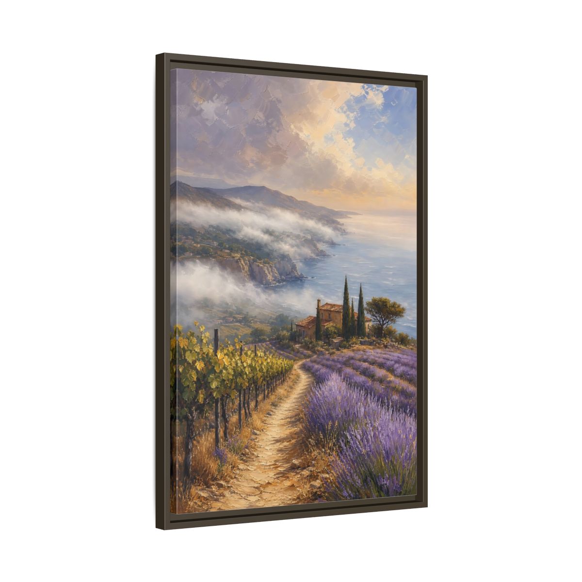 Side Mockup 11. Nature Lavender Field Purple Lavender Coastal shown as stretched canvas wall art