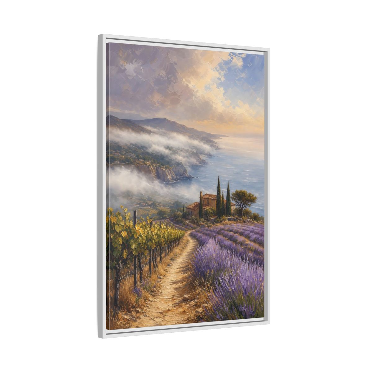 Side Mockup 9. Nature Lavender Field Purple Lavender Coastal shown as stretched canvas wall art