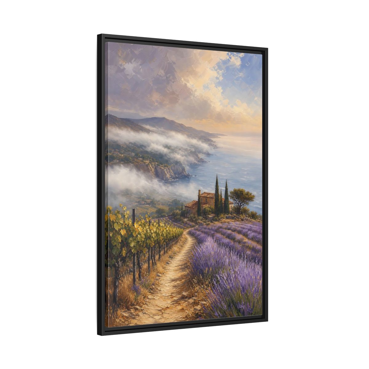 Side Mockup 13. Nature Lavender Field Purple Lavender Coastal shown as stretched canvas wall art