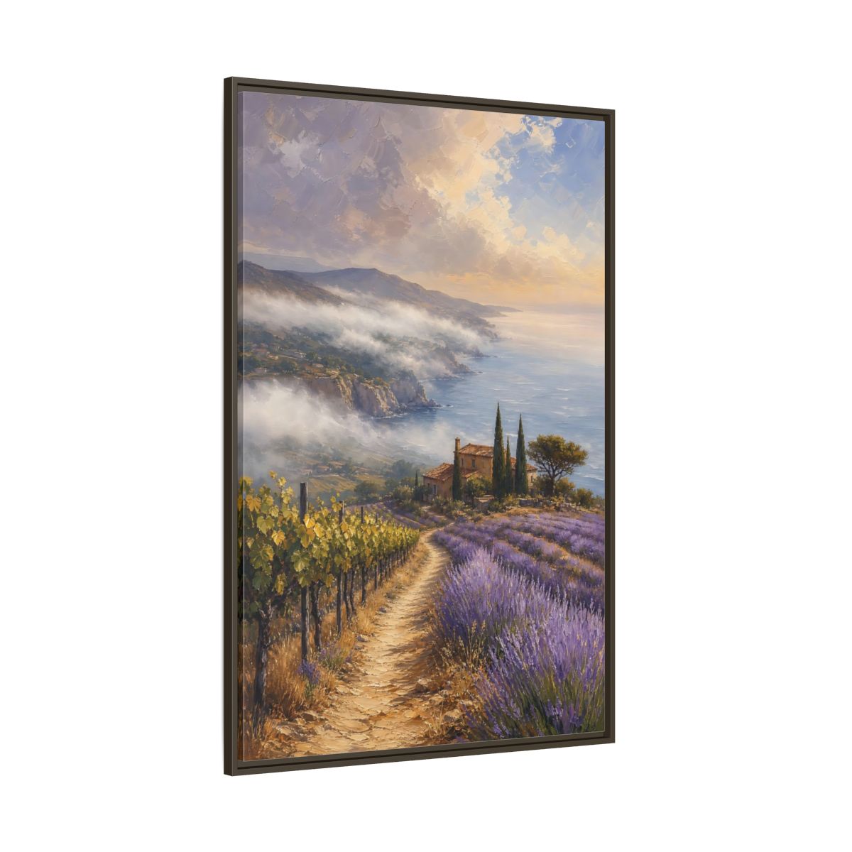 Side Mockup 8. Nature Lavender Field Purple Lavender Coastal shown as stretched canvas wall art