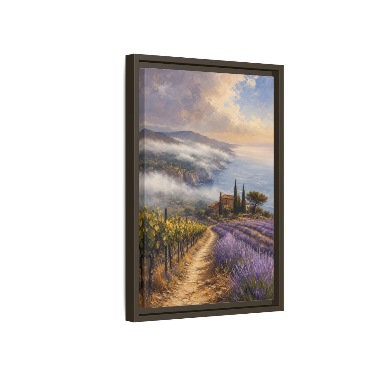 Side Mockup 5. Nature Lavender Field Purple Lavender Coastal shown as stretched canvas wall art