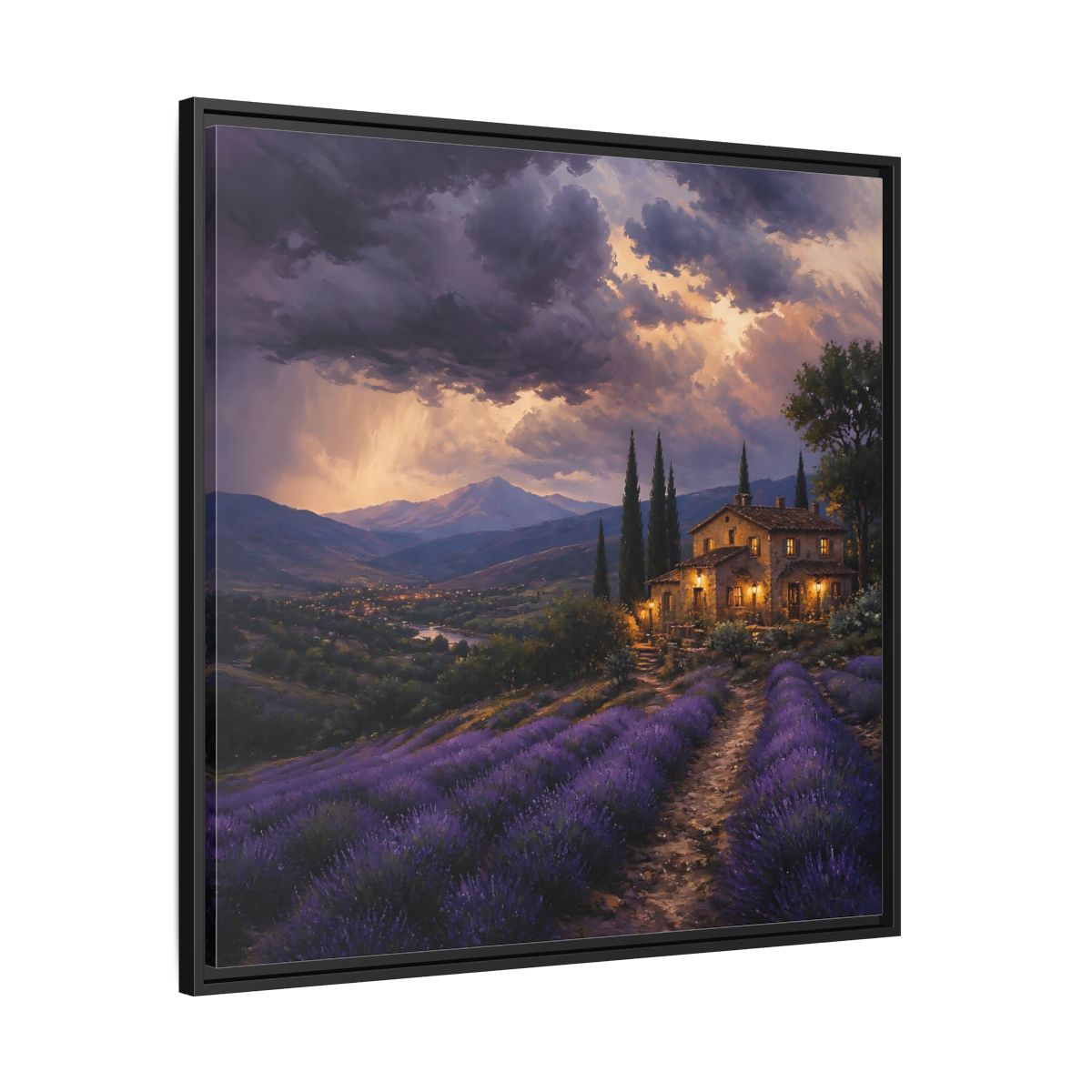 Side Mockup 30. Nature Lavender Field Purple Lavender shown as stretched canvas wall art
