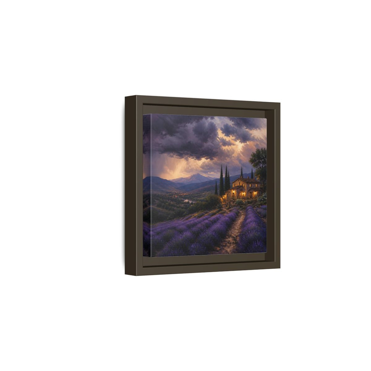 Side Mockup 2. Nature Lavender Field Purple Lavender shown as stretched canvas wall art
