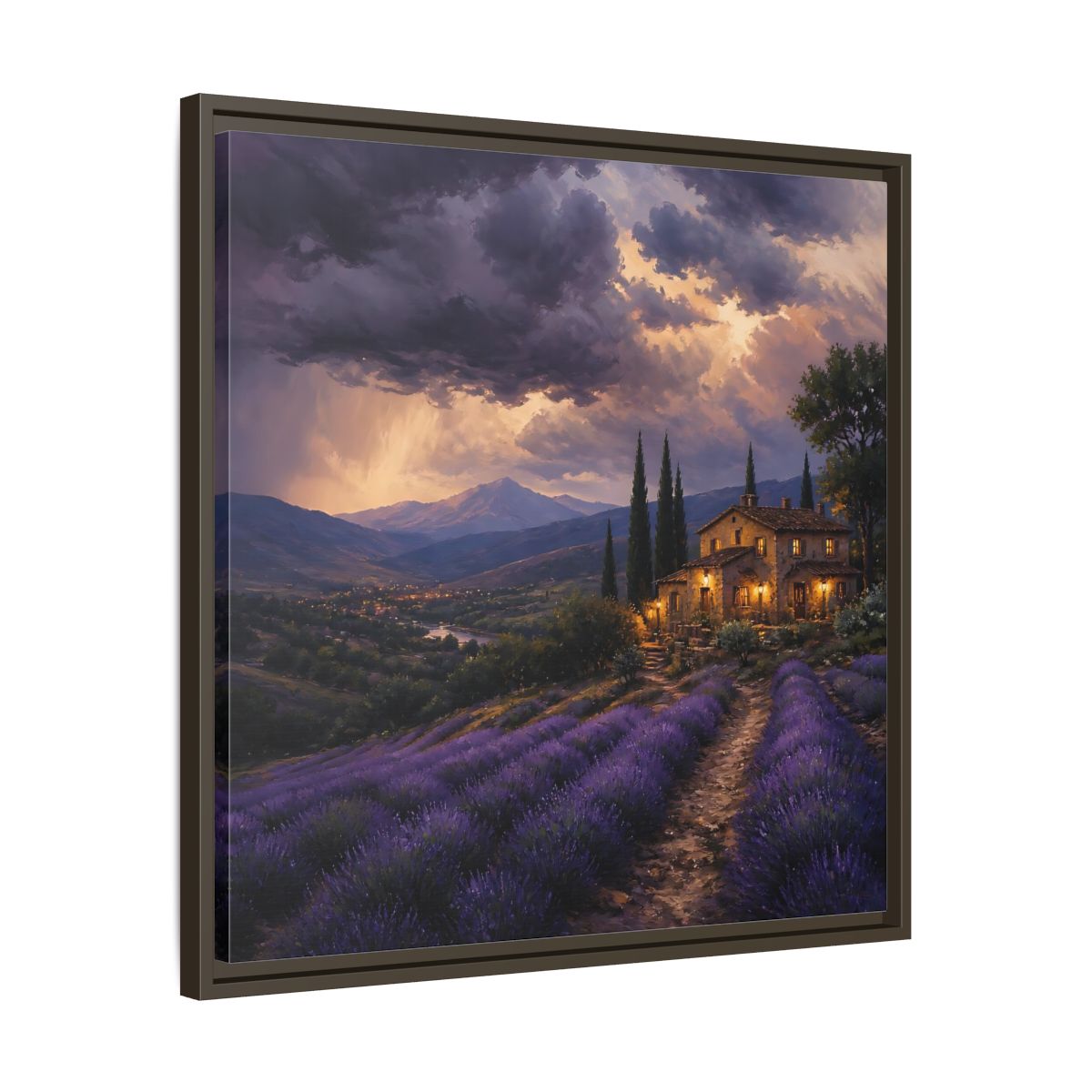 Side Mockup 27. Nature Lavender Field Purple Lavender shown as stretched canvas wall art