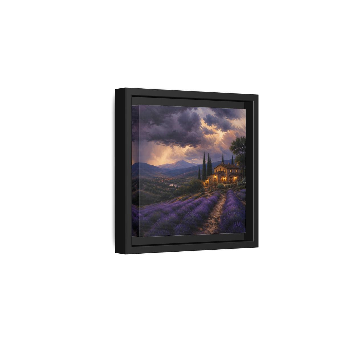 Side Mockup 3. Nature Lavender Field Purple Lavender shown as stretched canvas wall art