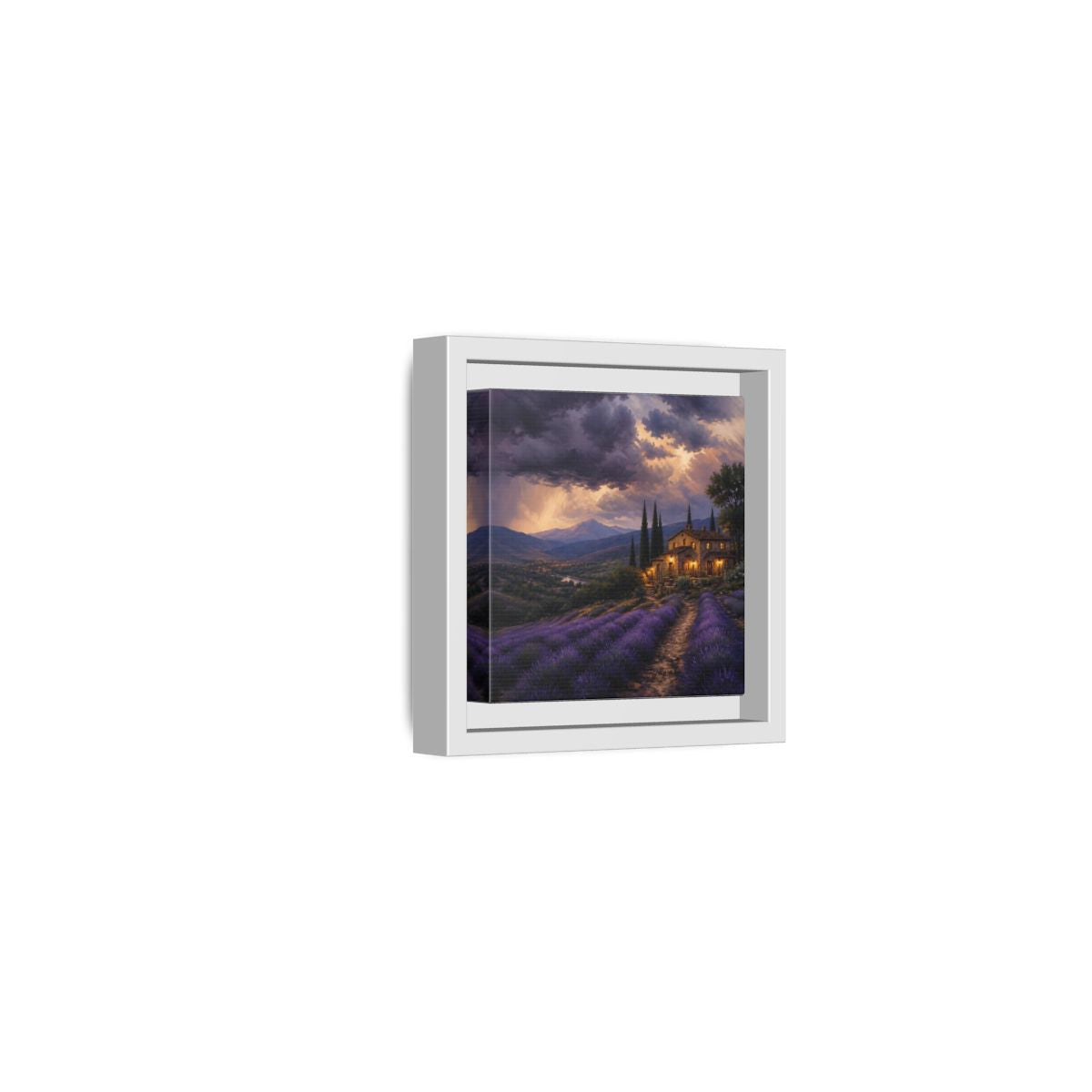 Side Mockup 22. Nature Lavender Field Purple Lavender shown as stretched canvas wall art