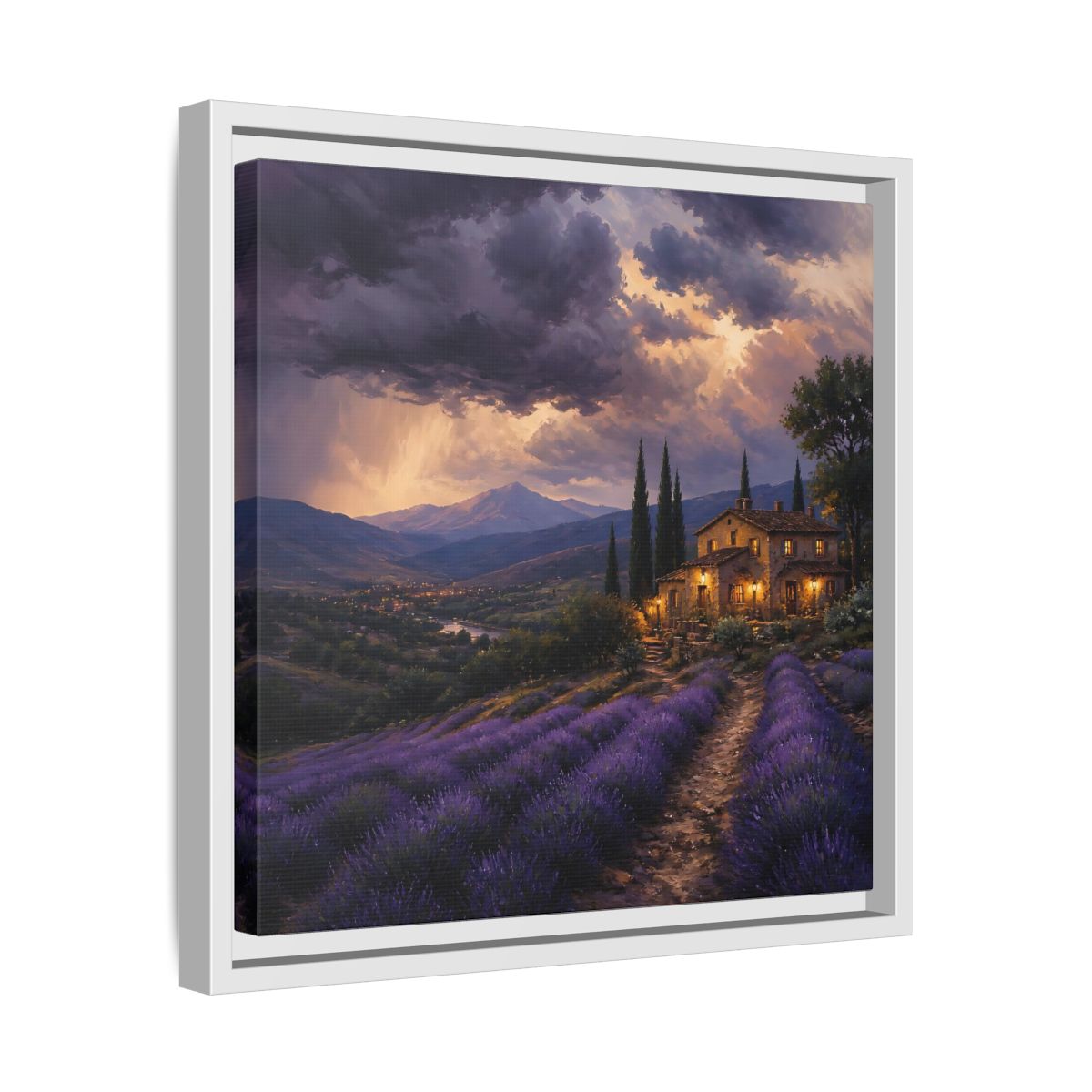 Side Mockup 28. Nature Lavender Field Purple Lavender shown as stretched canvas wall art