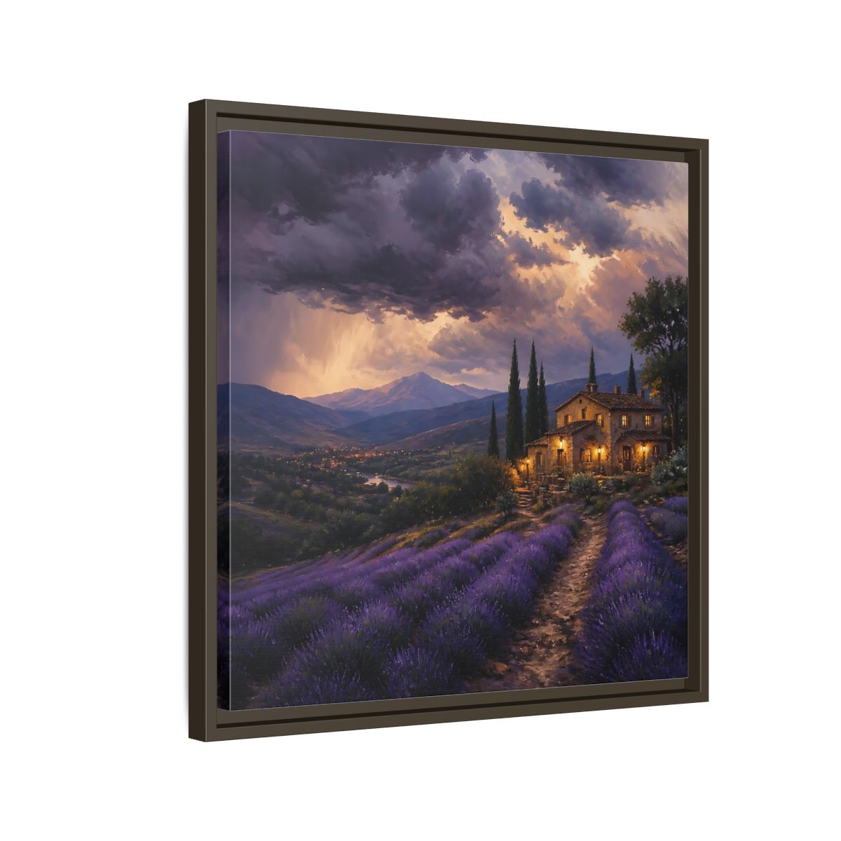 Side Mockup 11. Nature Lavender Field Purple Lavender shown as stretched canvas wall art