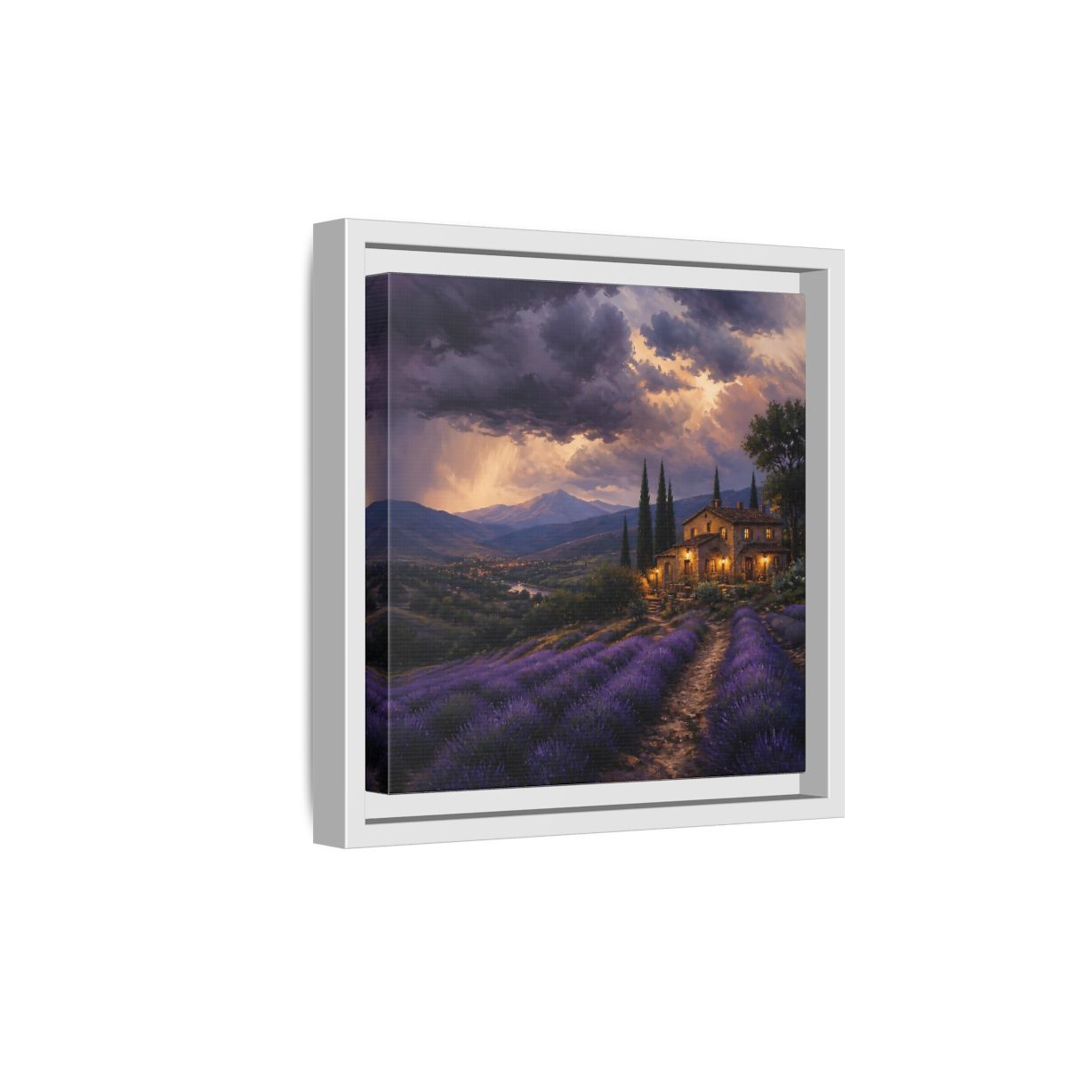 Side Mockup 19. Nature Lavender Field Purple Lavender shown as stretched canvas wall art